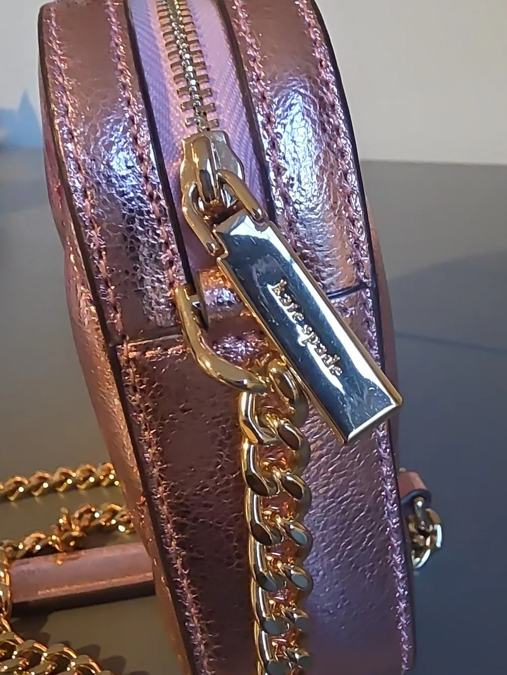 KATE SPADE NEW YORK NWOT Glimmer Metallic Quilted Crossbody Bag - Rose Gold
